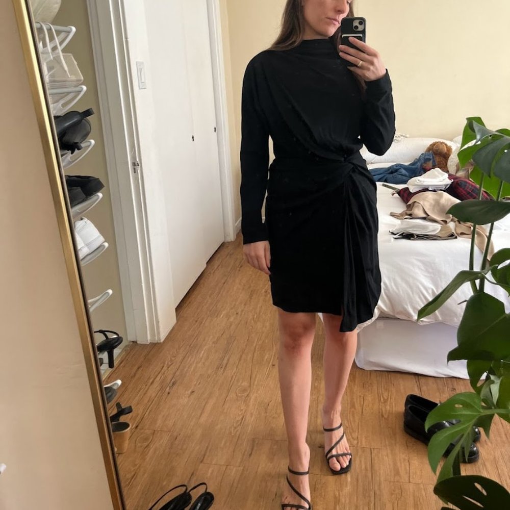 NWT Celine Black Mock Neck Sheath Dress